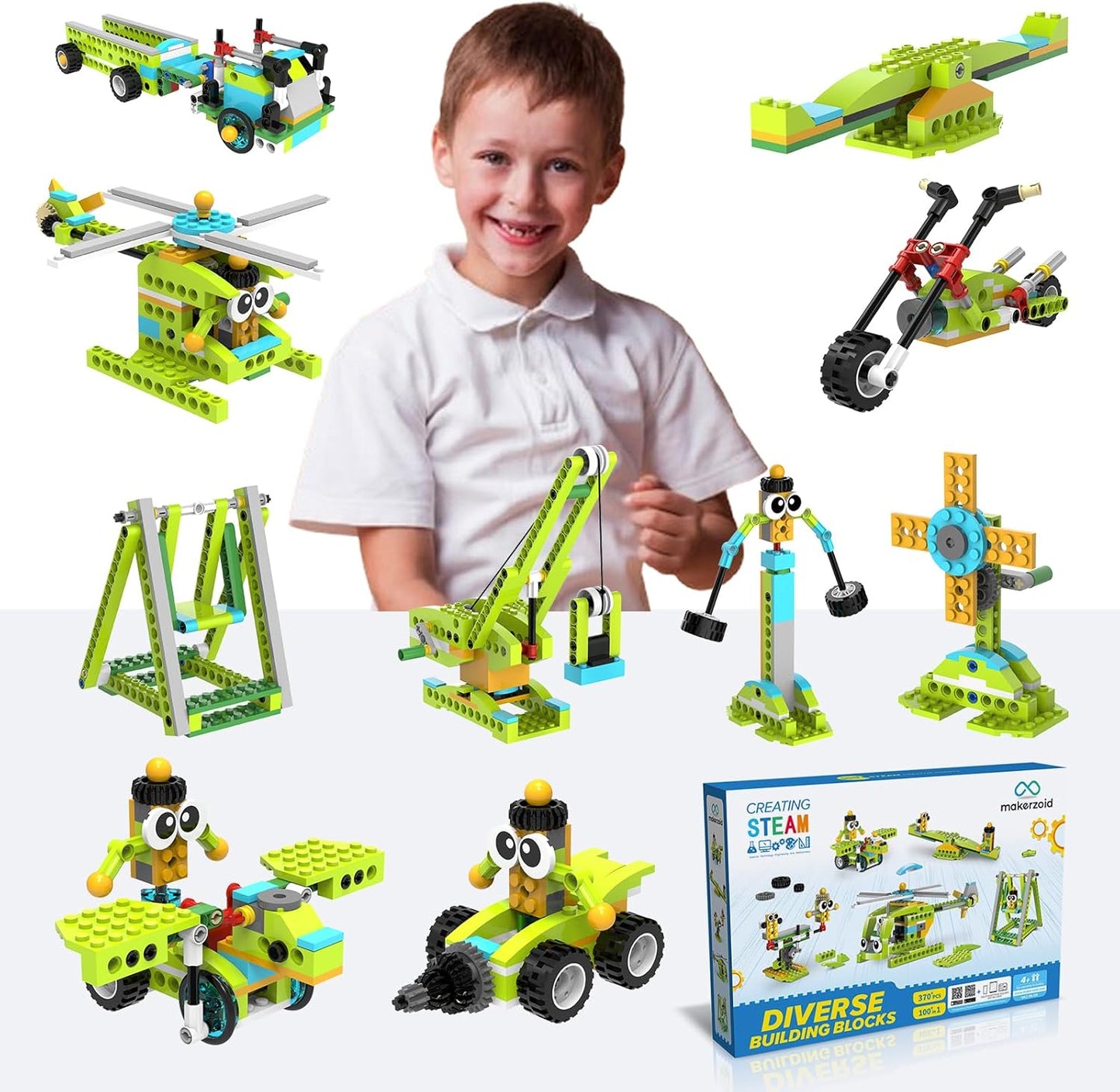Makerzoid STEAM Building Blocks 100 in 1 Building Set, Educational Toys for Boys and Girls, Gift for Kids 6+ Yeas Old