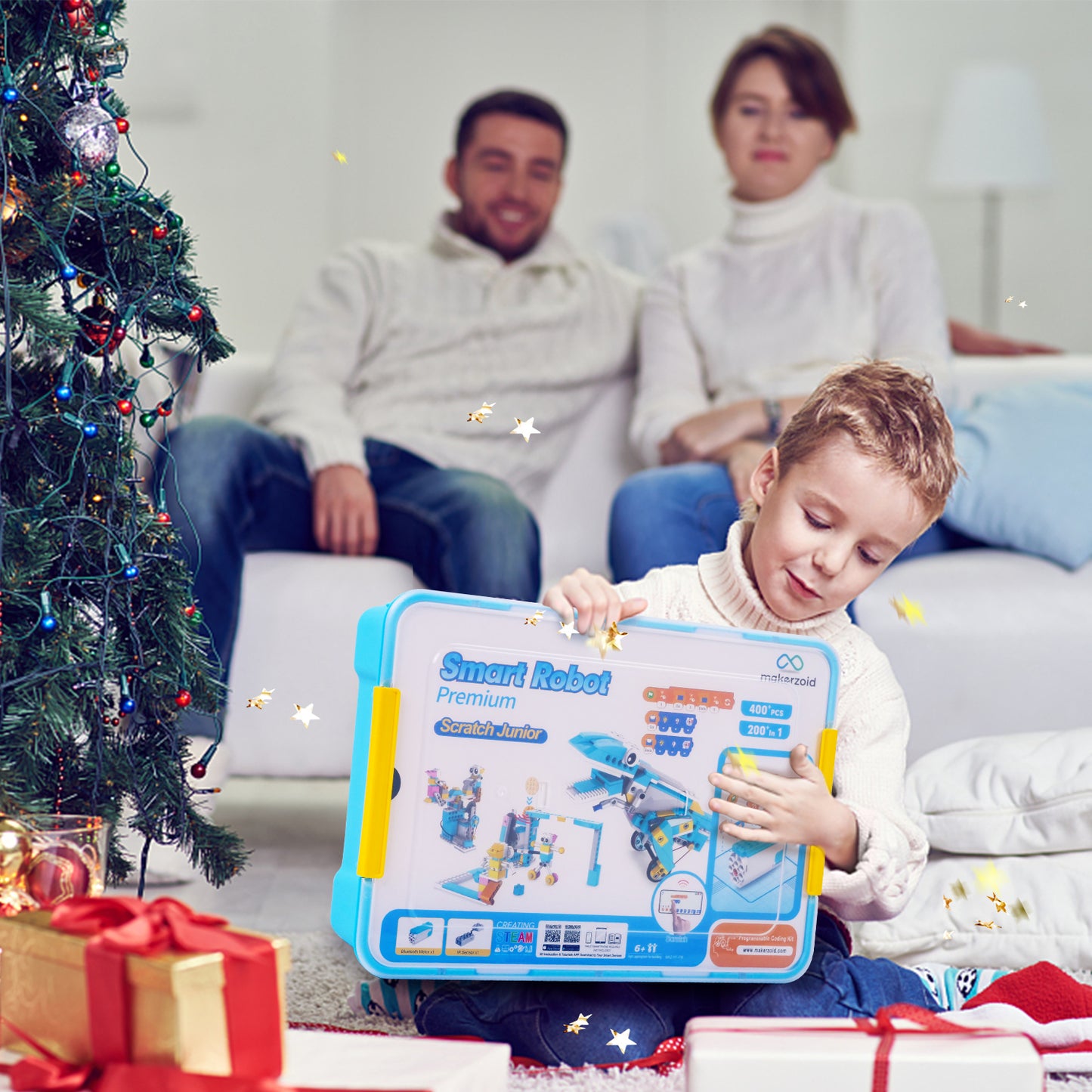 makerzoid 200-in-1 Scratch Jr Coding Robot Kit - STEM Smart Robot Premium Educational Toy - Junior Programming Learning Kit - DIY Robotics Kit for Kids