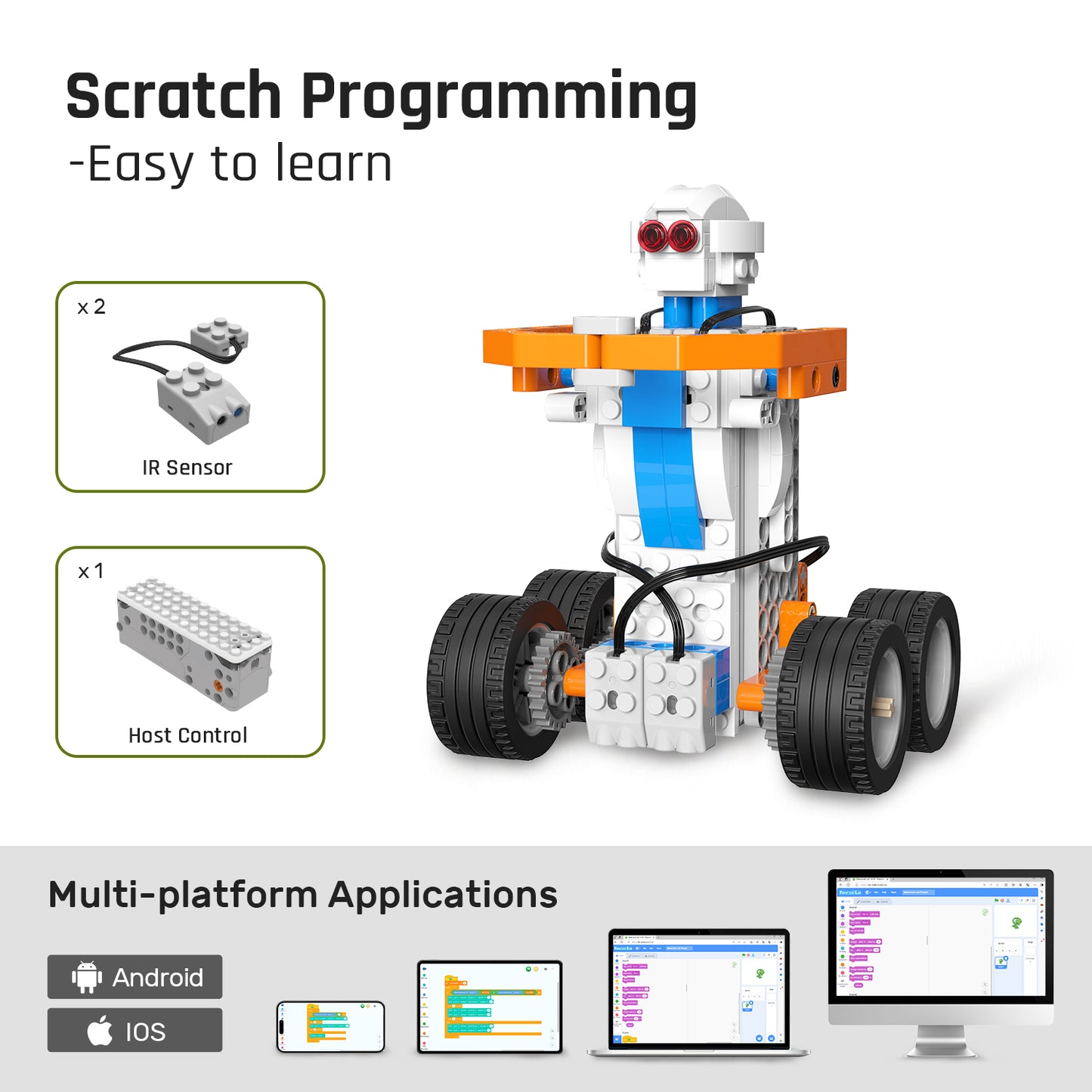 Makerzoid SUPERBOT 26-in-1 Coding Robot Kit STEM Programmable APP-Enabled Building Robot Toys Learning Kit for Kids