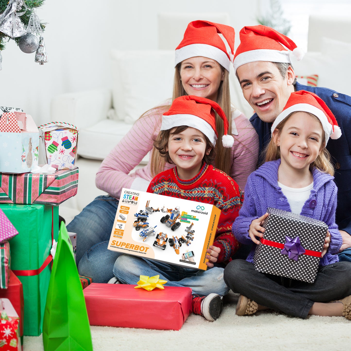 Makerzoid SUPERBOT 26-in-1 Coding Robot Kit STEM Programmable APP-Enabled Building Robot Toys Learning Kit for Kids