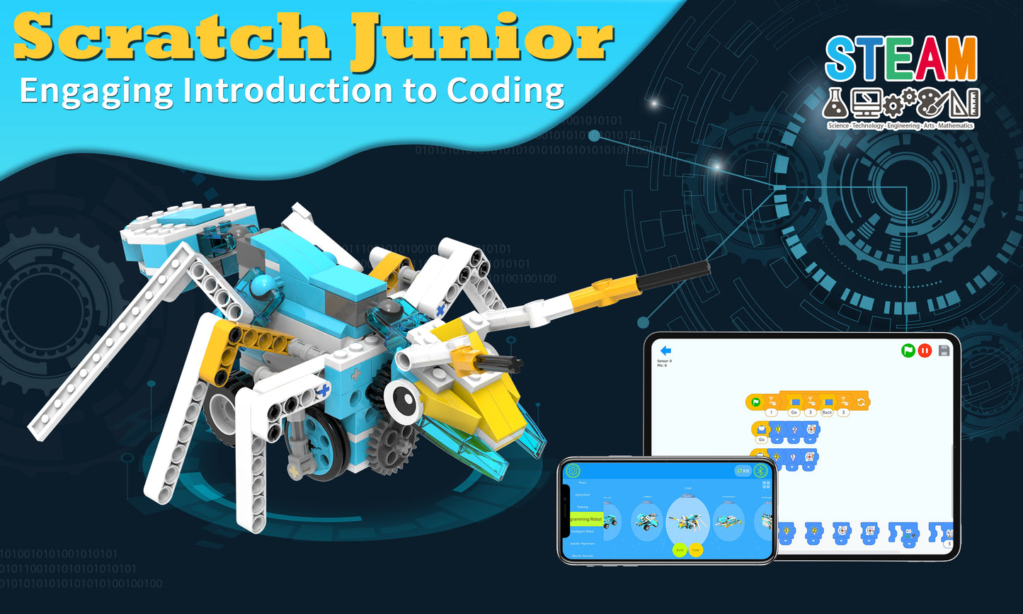 makerzoid 200-in-1 Scratch Jr Coding Robot Kit - STEM Smart Robot Premium Educational Toy - Junior Programming Learning Kit - DIY Robotics Kit for Kids