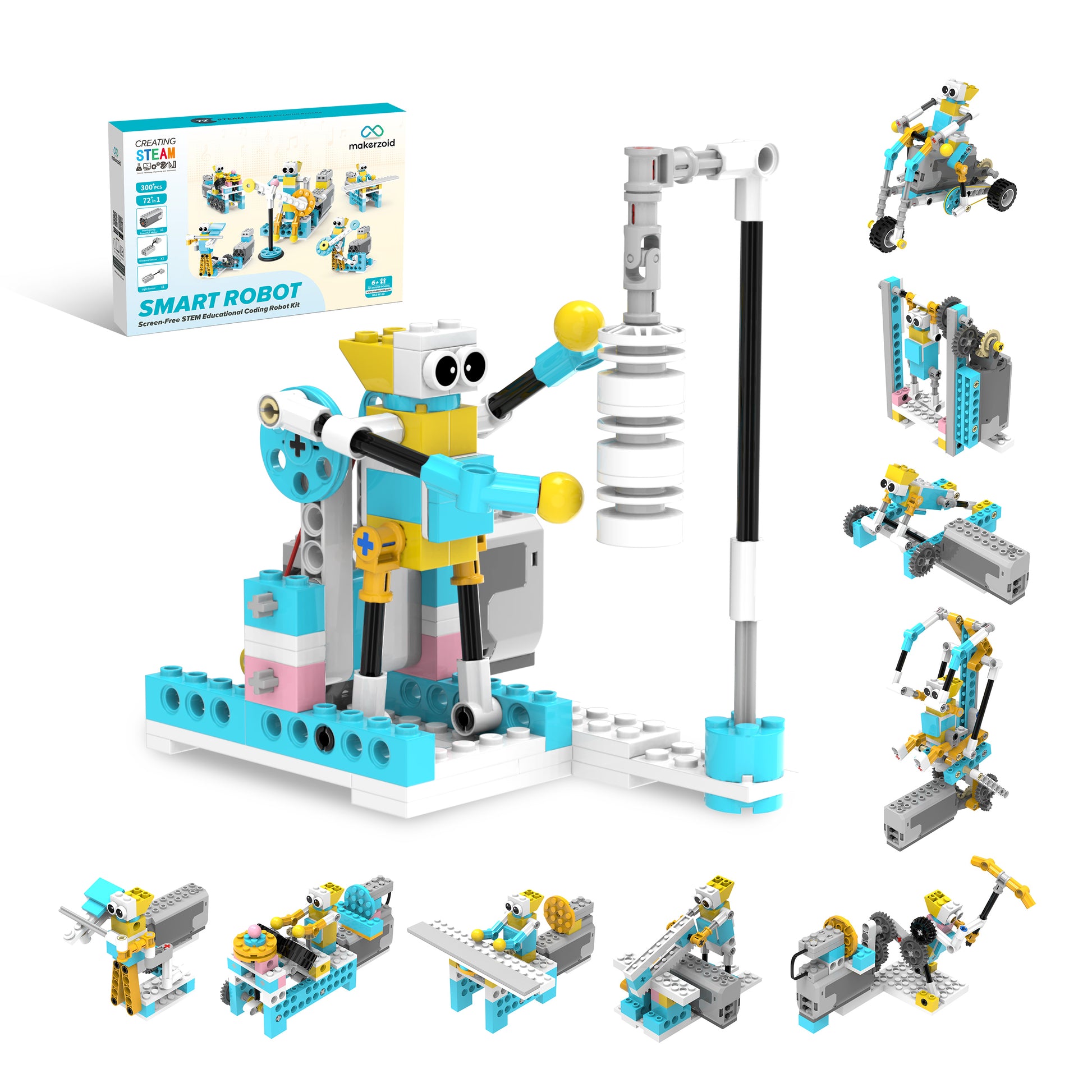 Makerzoid Coding Robot Kits, 26 in 1 Set - App Controlled Stem Educational Toy, Superbot DIY Building Set, Programmable Robotics