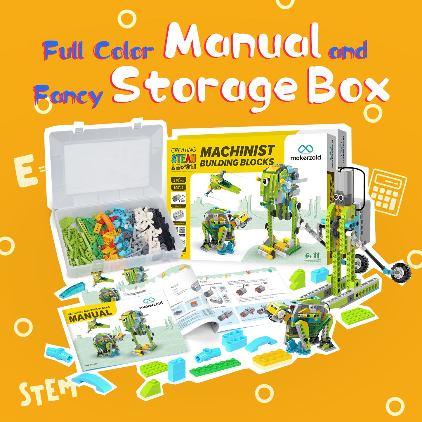 Makerzoid Machinist 100-in-1  STEM Educational Learning Kit, Electronic Toys Building Blocks Toy for Kids