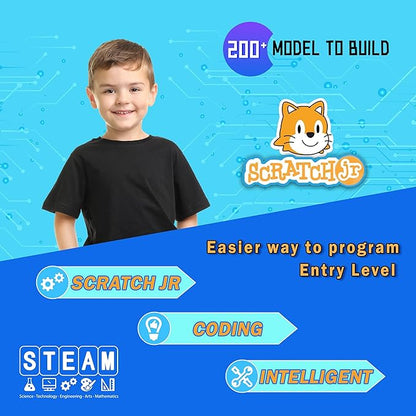 makerzoid 200-in-1 Scratch Jr Coding Robot Kit - STEM Smart Robot Premium Educational Toy - Junior Programming Learning Kit - DIY Robotics Kit for Kids