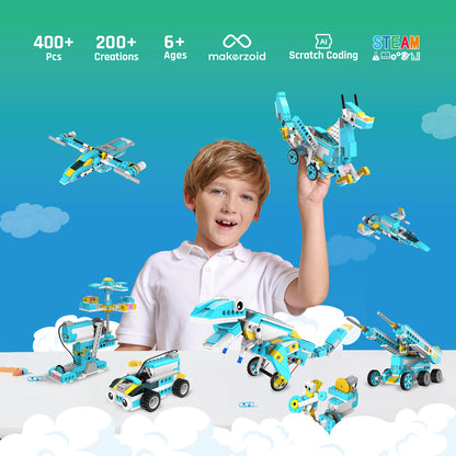 makerzoid 200-in-1 Scratch Jr Coding Robot Kit - STEM Smart Robot Premium Educational Toy - Junior Programming Learning Kit - DIY Robotics Kit for Kids