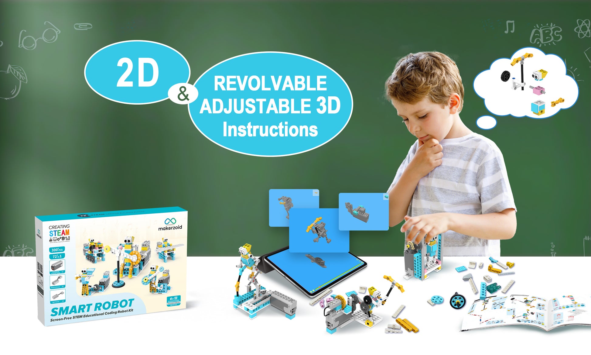 Makerzoid Coding Robot Kits, 26 in 1 Set - App Controlled Stem Educational Toy, Superbot DIY Building Set, Programmable Robotics