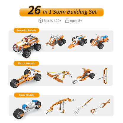 Makerzoid SUPERBOT 26-in-1 Coding Robot Kit STEM Programmable APP-Enabled Building Robot Toys Learning Kit for Kids