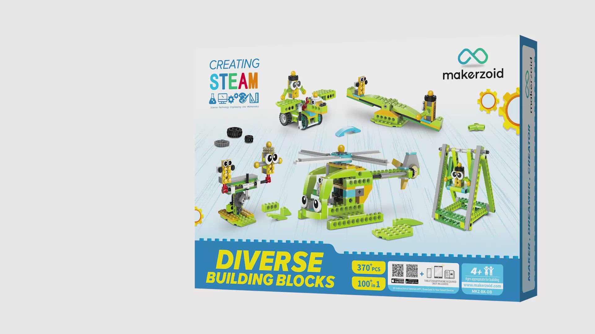 Makerzoid STEAM Building Blocks 100 in 1 Building Set, Educational Toys for Boys and Girls, Gift for Kids 6+ Yeas Old