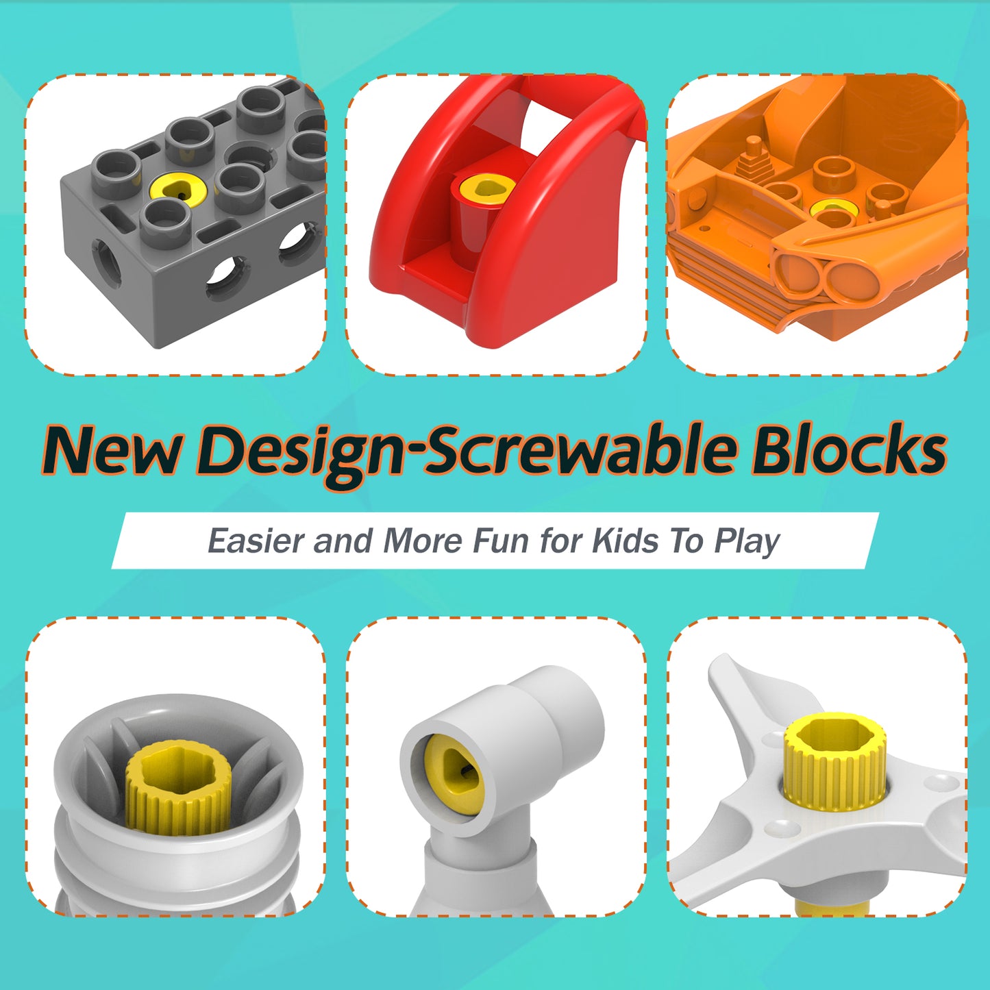 Makerzoid Screwable Big Building Blocks 40 in 1 - Mechanical Engineering Team for Kids 3+ years old, Educational Toy for Boys and Girls