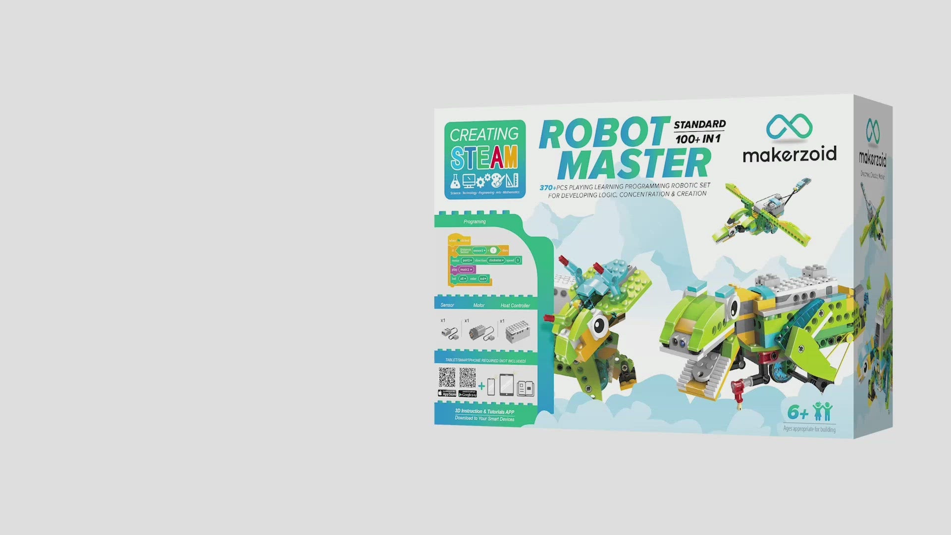 Makerzoid STEAM Programming Building Blocks Robot Master (Standard), 100 Models in 1 Set, Coding Educational Toy Set for Boys and Girls 6+ Years Old