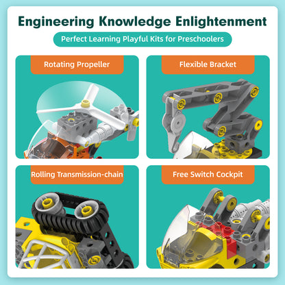 Makerzoid Screwable Big Building Blocks 40 in 1 - Mechanical Engineering Team for Kids 3+ years old, Educational Toy for Boys and Girls
