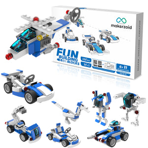 Makerzoid 30 in 1 STEAM Building Blocks Set for Kids 6+ Years Old, Educational Gift DIY Fun Learning Bricks Kids Toy