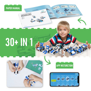 Makerzoid 30 in 1 STEAM Building Blocks Set for Kids 6+ Years Old, Educational Gift DIY Fun Learning Bricks Kids Toy