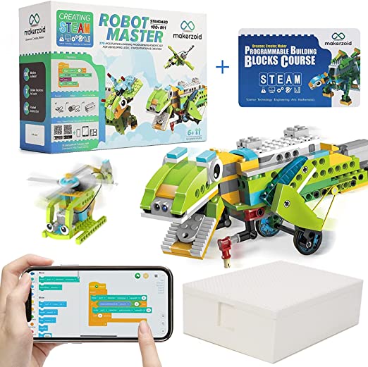 Makerzoid STEAM Programming Building Blocks Robot Master (Standard), 100 in 1 Coding Educational Toy Set for Boys and Girls 6+