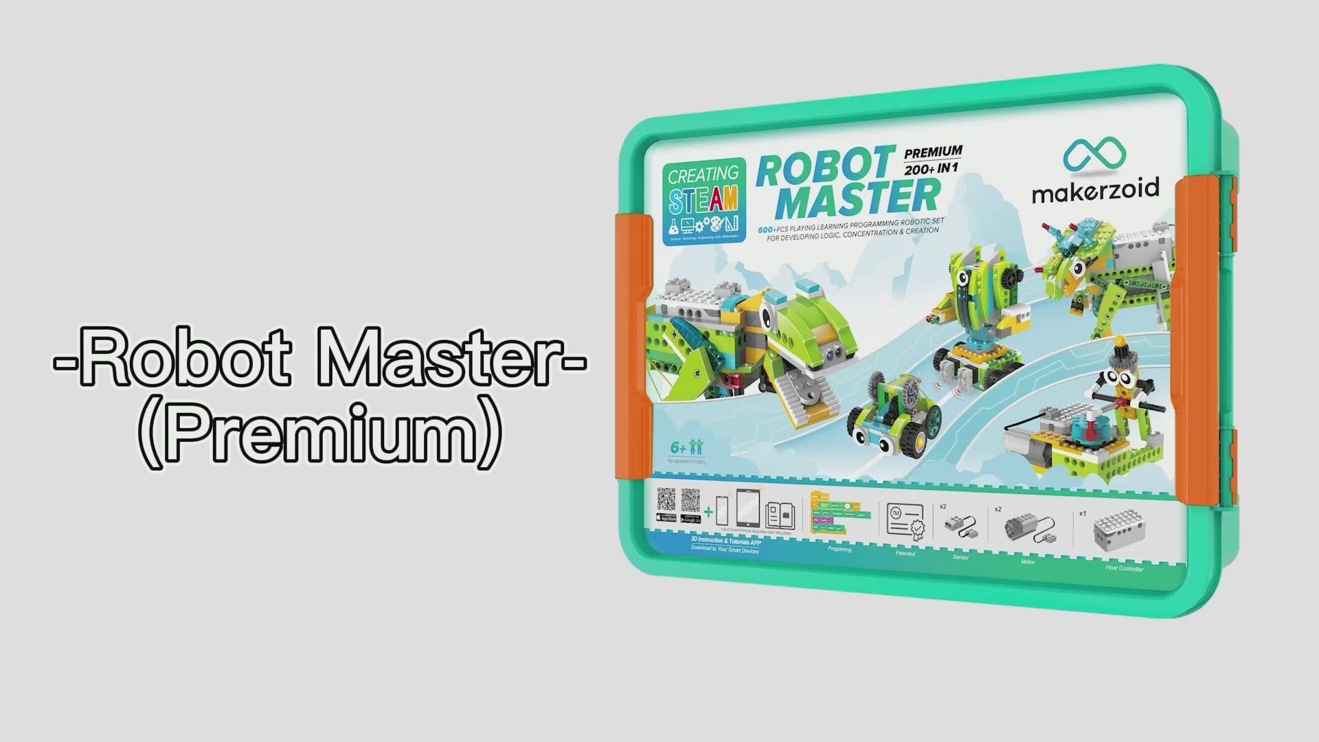 Makerzoid Programmable Toys Robot Master, 200-in-1 Coding Robot Kit, STEM APP-Control Robotics Kit, Building Toys Learning Kit for Kids
