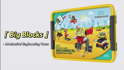 Makerzoid Screwable Big Building Blocks 40 in 1 - Mechanical Engineering Team for Kids 3+ years old, Educational Toy for Boys and Girls